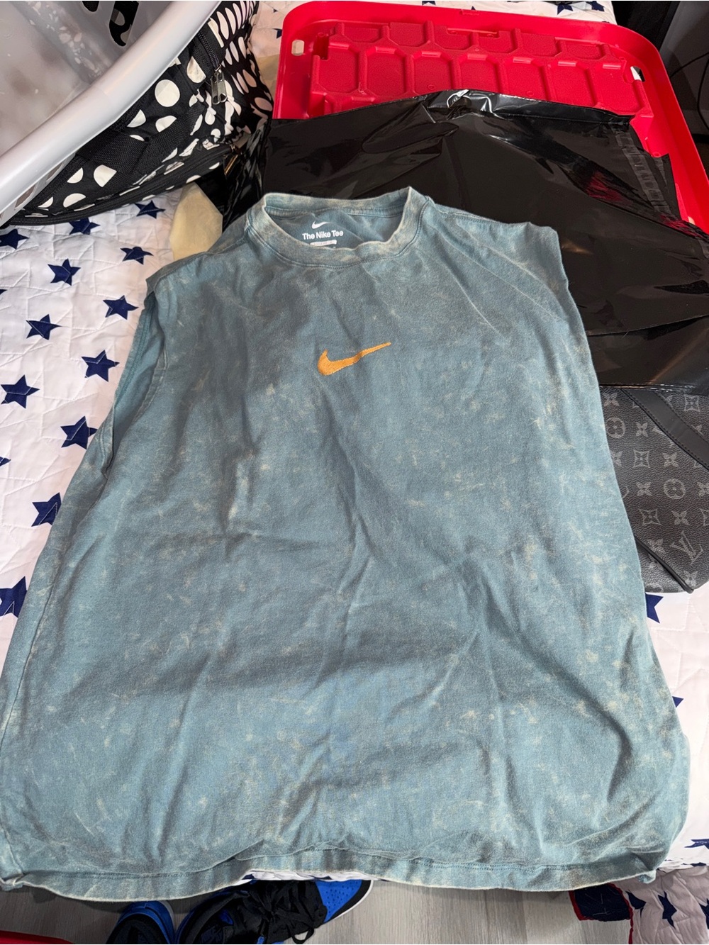 Nike Teal Sleeveless Tank with Orange Swoosh